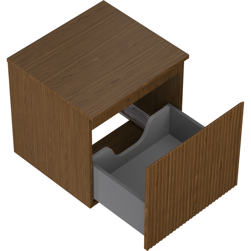 Mexen Rivel 50 cm Bathroom Cabinet with Countertop, 1 Drawer, Grooved, Walnut - 91A20-05047-1-BFC86