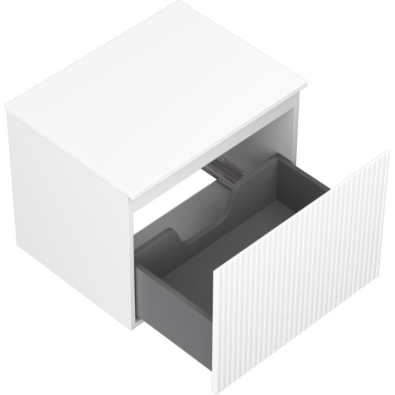 Mexen Rivel bathroom cabinet for washbasin 60 cm with countertop, 1 drawer, grooved, white matte - 91A20-06047-1-BFC01