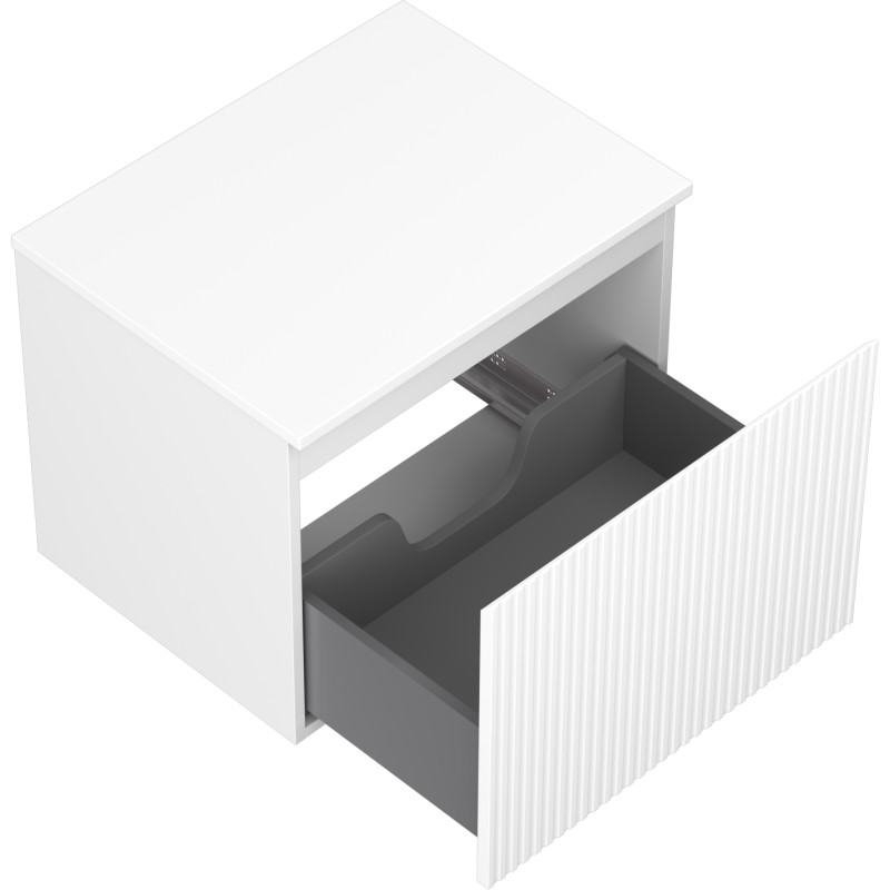 Mexen Rivel bathroom vanity cabinet 60 cm with countertop, 1 drawer, grooved, white matt - 91A20-06047-1-BFC01