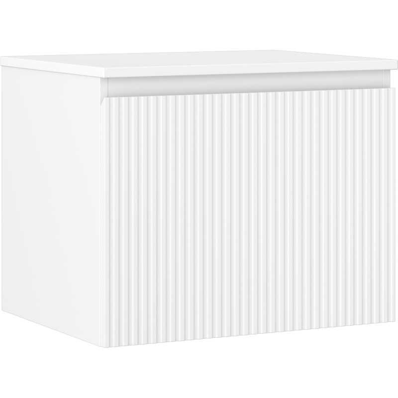 Mexen Rivel bathroom vanity cabinet 60 cm with countertop, 1 drawer, grooved, white matt - 91A20-06047-1-BFC01
