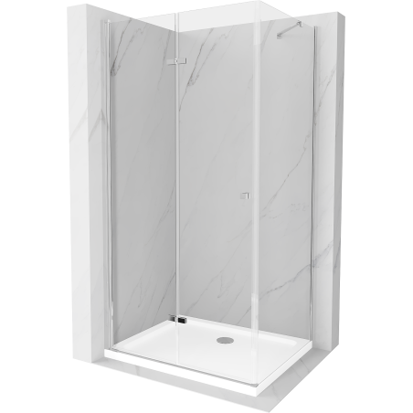 Mexen Lima folding shower cubicle 120 x 90 cm, Transparent, Chrome + shower tray Flat - 856-120-090-01-00-4010
