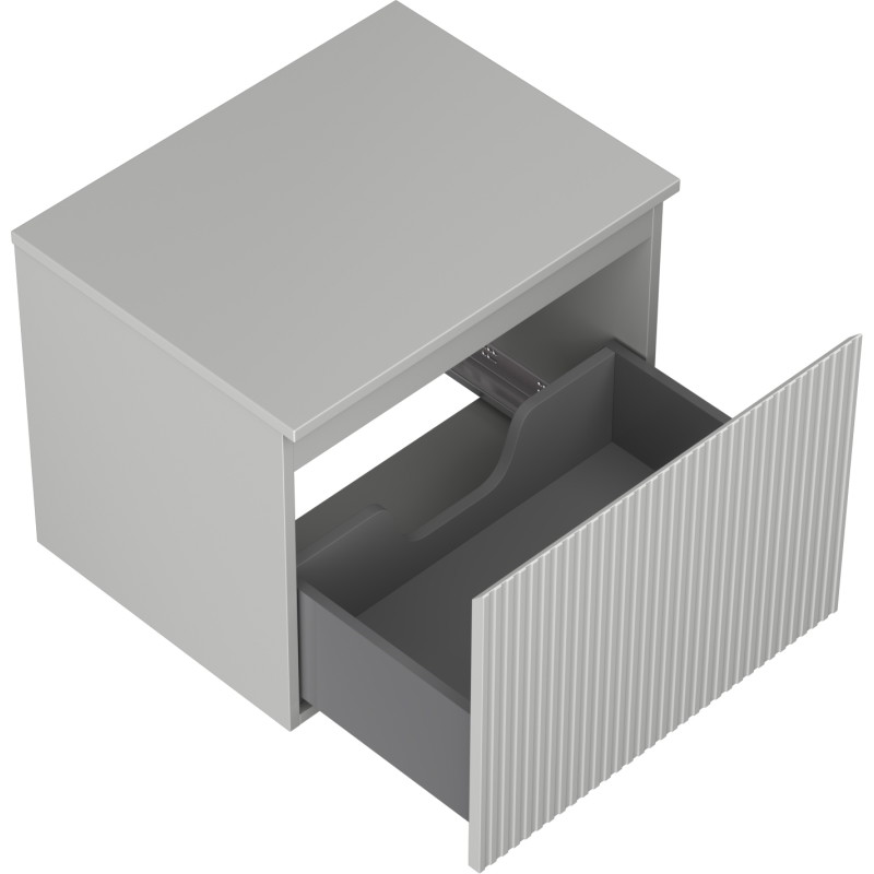 Mexen Rivel 60 cm Bathroom Vanity Cabinet with Countertop, 1 Drawer, Fluted, Matte Gray - 91A20-06047-1-BFC62