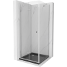 Mexen Lima 80 x 80 cm Folding Shower Enclosure, Transparent, Chrome + Flat Tray, Black - 856-080-080-01-00-4070