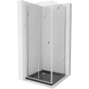 Mexen Lima folding shower cabin 80 x 80 cm, transparent, chrome + Flat tray, black - 856-080-080-01-00-4070
