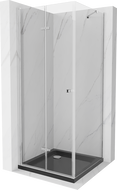 Mexen Lima folding shower cubicle 80 x 80 cm, Transparent, Chrome + shower tray Flat, Black - 856-080-080-01-00-4070