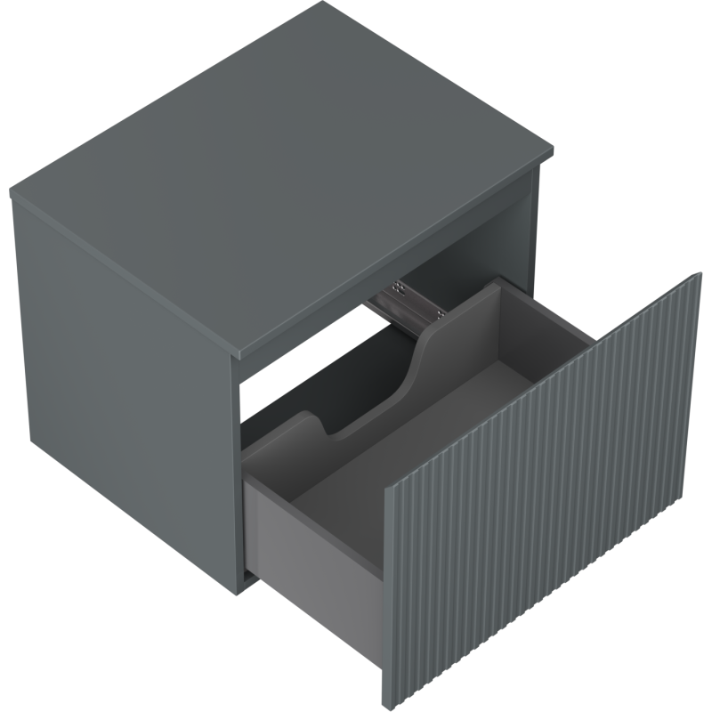 Mexen Rivel bathroom cabinet 60 cm with countertop, 1 drawer, ribbed, matt graphite - 91A20-06047-1-BFC66