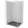 Mexen Lima folding shower cubicle 80 x 100 cm, Transparent, Chrome + shower tray Flat, Black - 856-080-100-01-00-4070