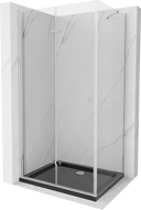 Mexen Lima folding shower enclosure 80 x 100 cm, transparent, chrome + Flat tray, black - 856-080-100-01-00-4070