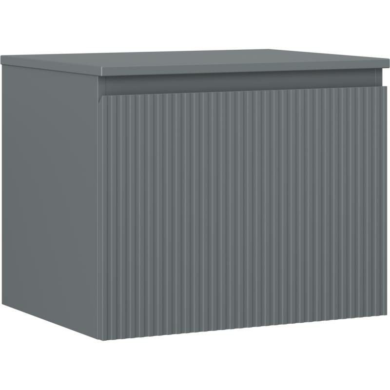 Mexen Rivel bathroom cabinet 60 cm with countertop, 1 drawer, ribbed, matt graphite - 91A20-06047-1-BFC66