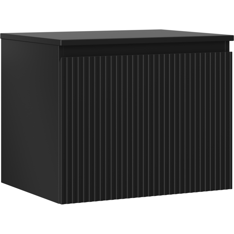 Mexen Rivel 60 cm Under-sink Bathroom Cabinet with Countertop, 1 Drawer, Grooved, Matte Black - 91A20-06047-1-BFC71