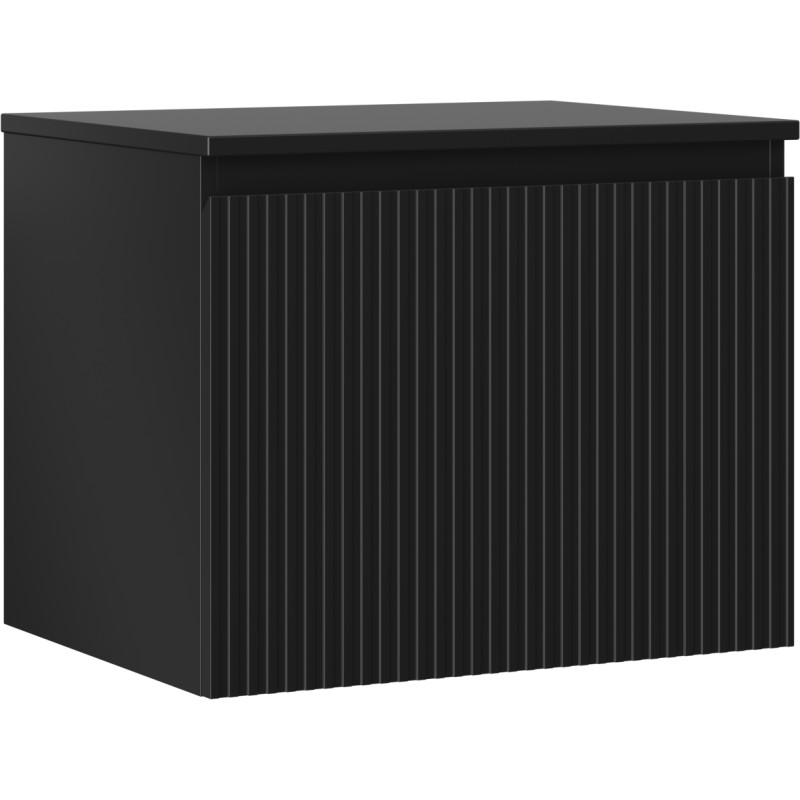 Mexen Rivel 60 cm under-sink bathroom cabinet with countertop, 1 drawer, ribbed, matte black - 91A20-06047-1-BFC71
