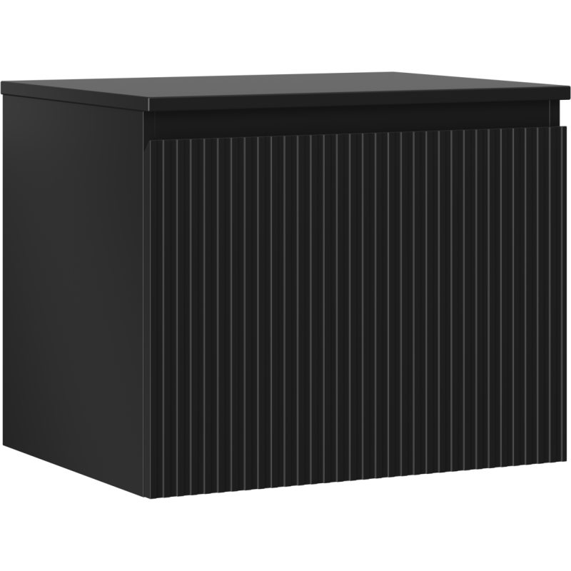 Mexen Rivel bathroom cabinet under-sink 60 cm with countertop, 1 drawer, fluted, black matte - 91A20-06047-1-BFC71