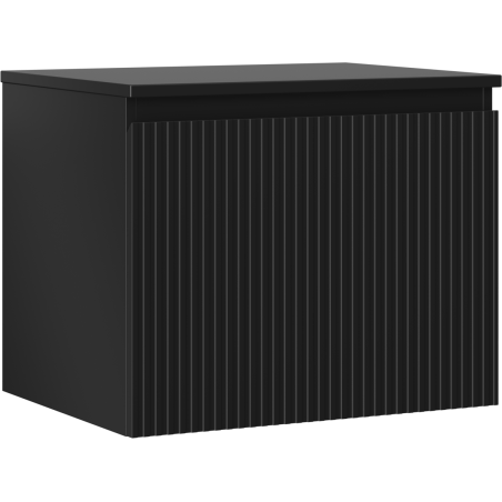 Mexen Rivel 60 cm Under-sink Bathroom Cabinet with Countertop, 1 Drawer, Grooved, Matte Black - 91A20-06047-1-BFC71