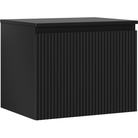 Mexen Rivel bathroom cabinet under-sink 60 cm with countertop, 1 drawer, fluted, black matte - 91A20-06047-1-BFC71