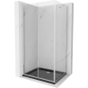 Mexen Lima folding shower cabin 90 x 100 cm, transparent, chrome + Flat shower tray, black - 856-090-100-01-00-4070