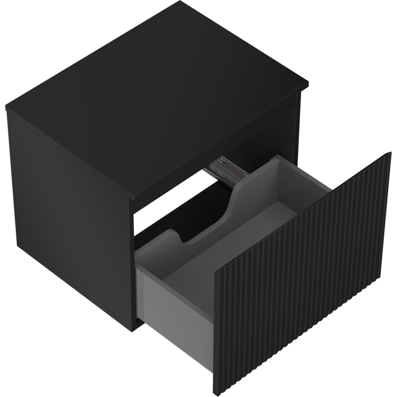 Mexen Rivel 60 cm Under-sink Bathroom Cabinet with Countertop, 1 Drawer, Grooved, Matte Black - 91A20-06047-1-BFC71