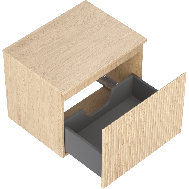 Mexen Rivel bathroom cabinet for washbasin 60 cm with countertop, 1 drawer, grooved, oak - 91A20-06047-1-BFC81