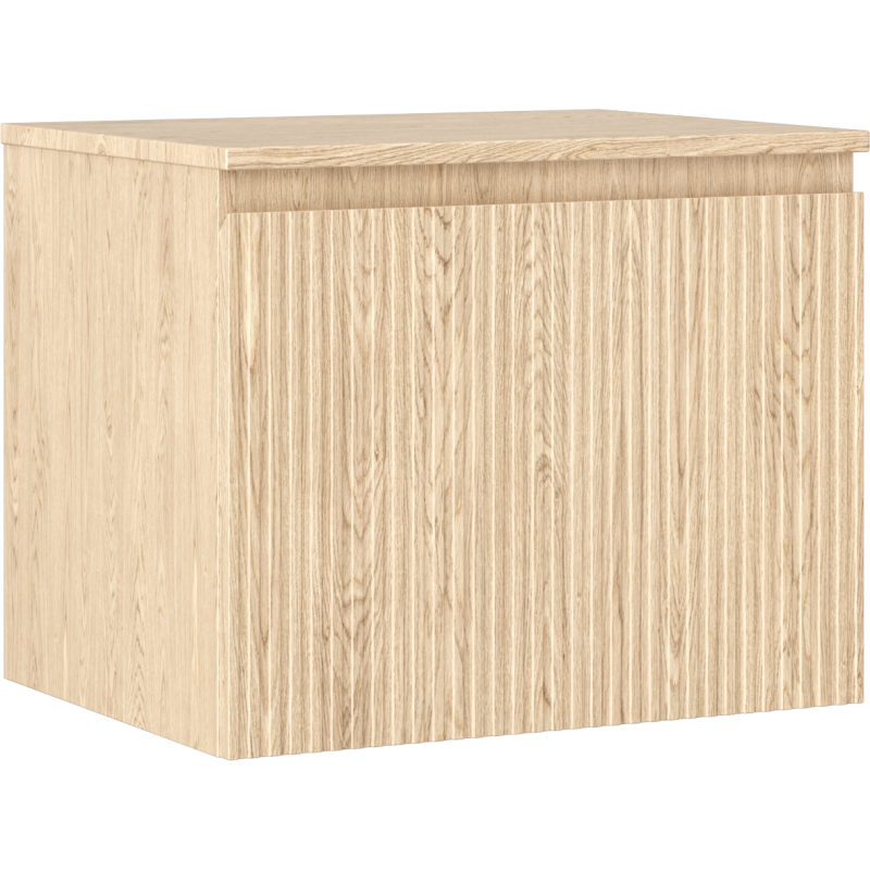 Mexen Rivel bathroom cabinet for under sink 60 cm with countertop, 1 drawer, fluted, oak - 91A20-06047-1-BFC81