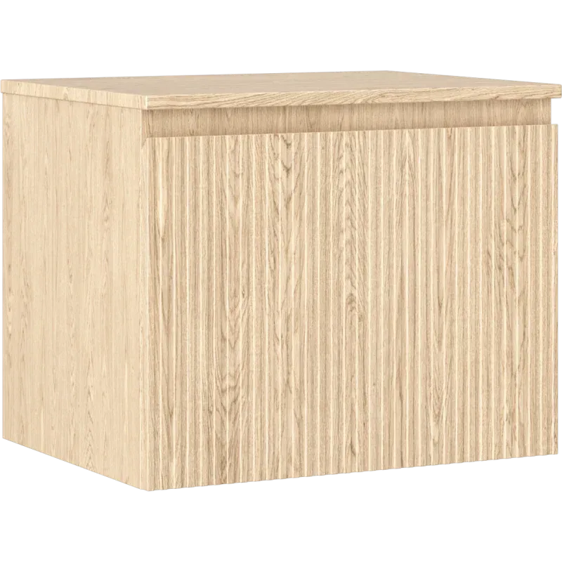 Mexen Rivel bathroom cabinet for washbasin 60 cm with countertop, 1 drawer, grooved, oak - 91A20-06047-1-BFC81