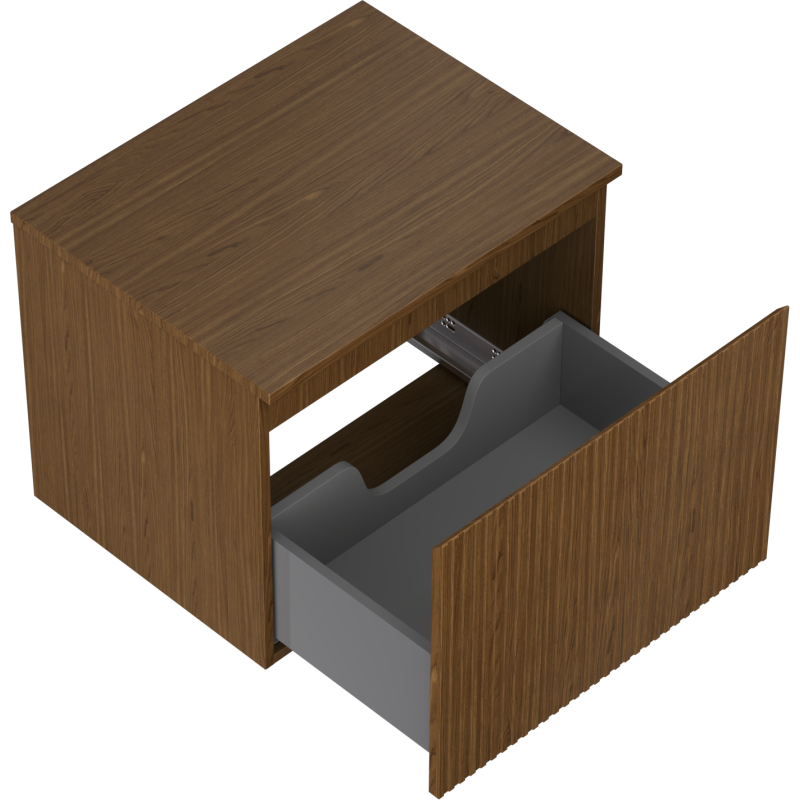 Mexen Rivel bathroom cabinet under basin 60 cm with countertop, 1 drawer, grooved, walnut - 91A20-06047-1-BFC86