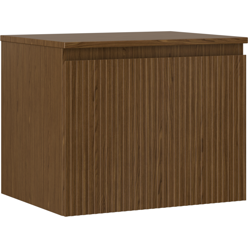 Mexen Rivel bathroom cabinet under basin 60 cm with countertop, 1 drawer, grooved, walnut - 91A20-06047-1-BFC86