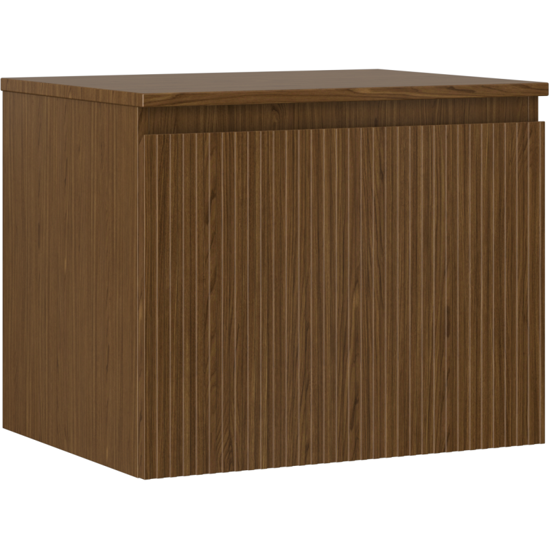 Mexen Rivel bathroom vanity cabinet 60 cm with countertop, 1 drawer, grooved, walnut - 91A20-06047-1-BFC86