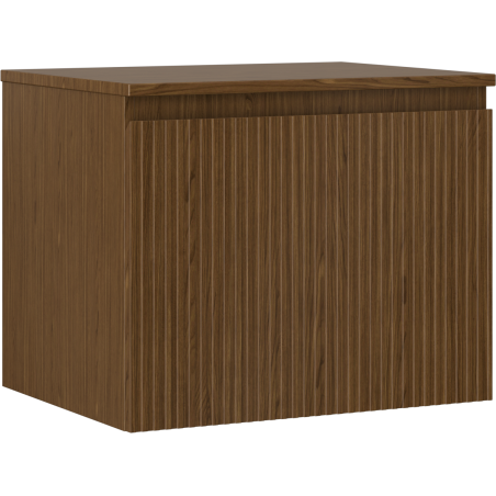 Mexen Rivel bathroom vanity cabinet 60 cm with countertop, 1 drawer, grooved, walnut - 91A20-06047-1-BFC86