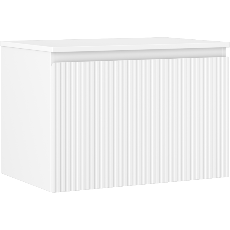 Mexen Rivel bathroom cabinet for washbasin 70 cm with countertop, 1 drawer, fluted, matte white - 91A20-07047-1-BFC01