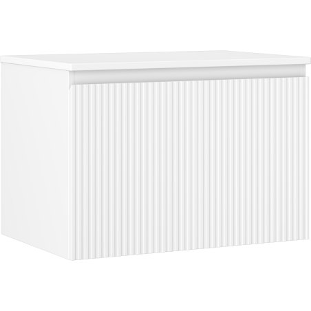 Mexen Rivel bathroom cabinet for washbasin 70 cm with countertop, 1 drawer, fluted, matte white - 91A20-07047-1-BFC01