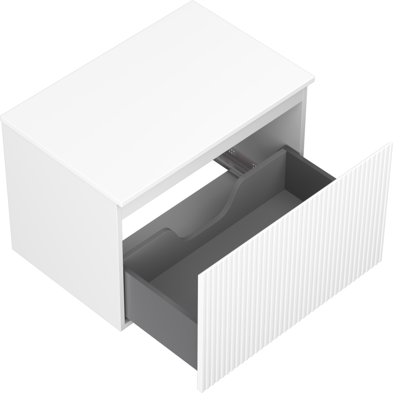 Mexen Rivel bathroom cabinet for washbasin 70 cm with countertop, 1 drawer, fluted, matte white - 91A20-07047-1-BFC01