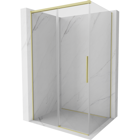 Mexen Rox sliding shower enclosure 150 x 70 cm, transparent, brushed gold - 8C2-150-070-55-00