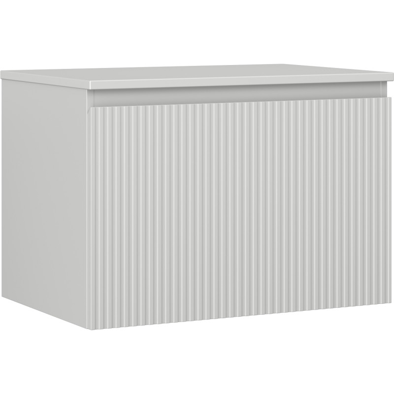 Mexen Rivel 70 cm Bathroom Vanity with Countertop, 1 Drawer, Ribbed, Matte Gray - 91A20-07047-1-BFC62
