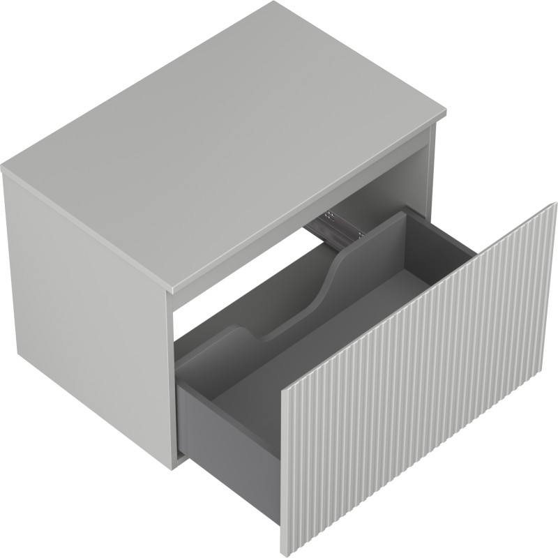 Mexen Rivel 70 cm Bathroom Vanity with Countertop, 1 Drawer, Ribbed, Matte Gray - 91A20-07047-1-BFC62