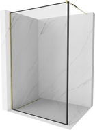 Mexen Kioto shower screen 100 x 200 cm, Transparent/Black pattern 8 mm, Gold - 800-100-101-50-70