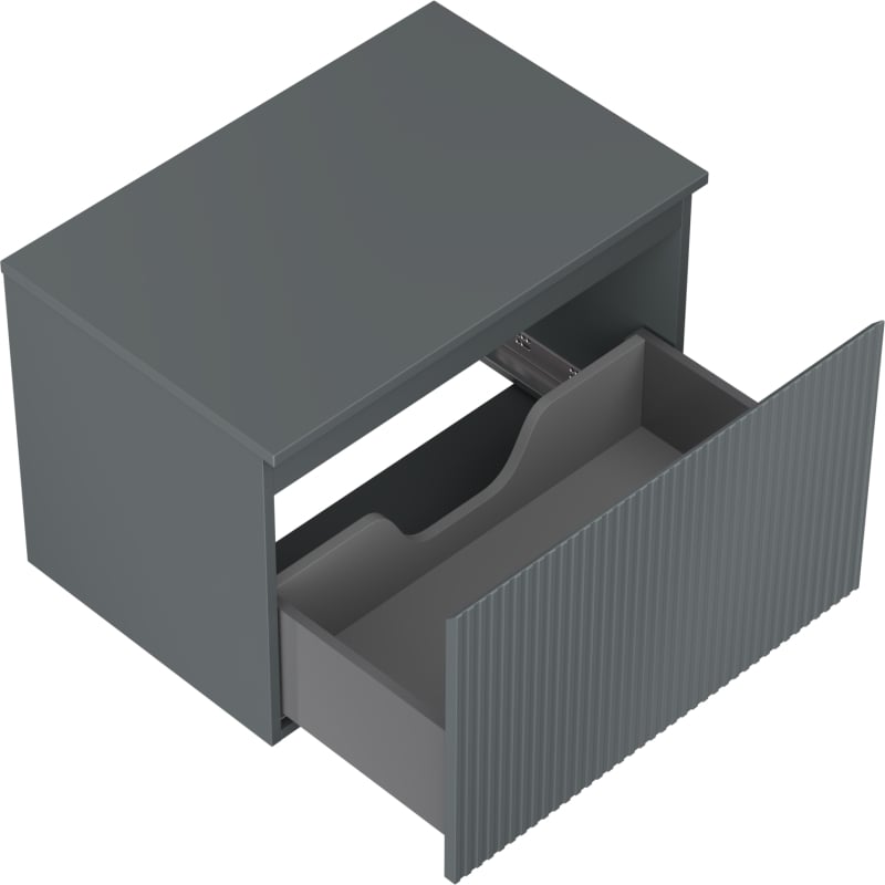 Mexen Rivel 70 cm Bathroom Vanity Cabinet with Top, 1 Drawer, Fluted, Matte Graphite - 91A20-07047-1-BFC66