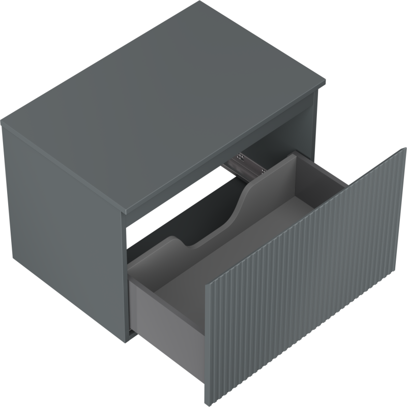 Mexen Rivel 70 cm Under-Sink Bathroom Cabinet with Countertop, 1 Drawer, Grooved, Matte Graphite - 91A20-07047-1-BFC66