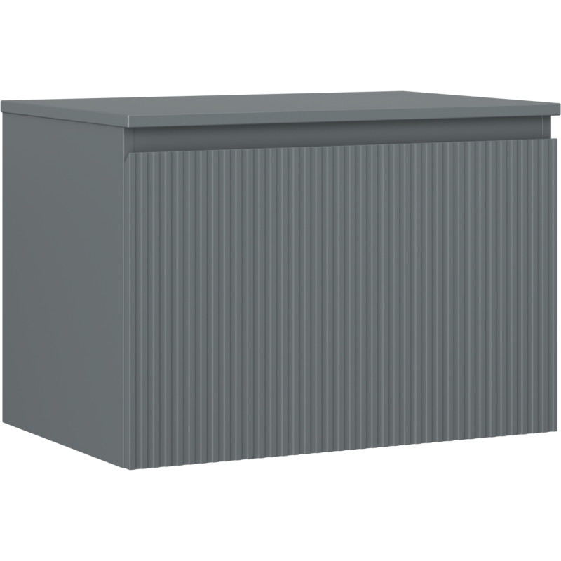 Mexen Rivel 70 cm Bathroom Vanity Cabinet with Top, 1 Drawer, Fluted, Matte Graphite - 91A20-07047-1-BFC66