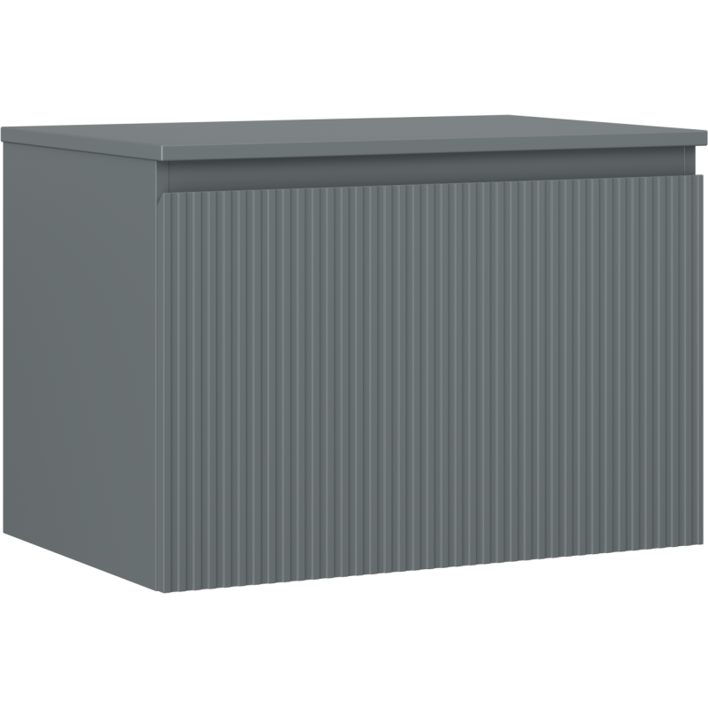 Mexen Rivel bathroom cabinet under the sink 70 cm with countertop, 1 drawer, fluted, matte graphite - 91A20-07047-1-BFC66