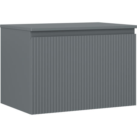 Mexen Rivel bathroom cabinet under the sink 70 cm with countertop, 1 drawer, fluted, matte graphite - 91A20-07047-1-BFC66