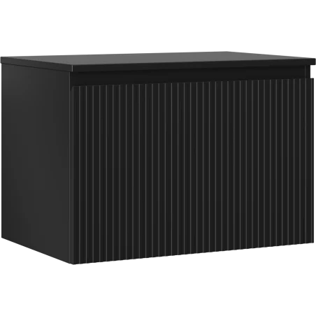 Mexen Rivel 70 cm bathroom cabinet with countertop, 1 drawer, grooved, matte black - 91A20-07047-1-BFC71