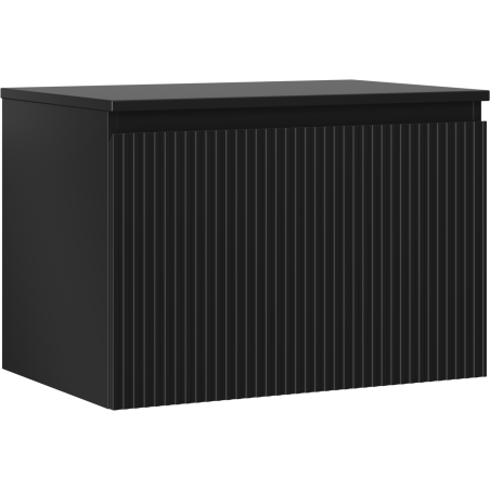 Mexen Rivel 70 cm bathroom vanity cabinet with countertop, 1 drawer, fluted, matte black - 91A20-07047-1-BFC71