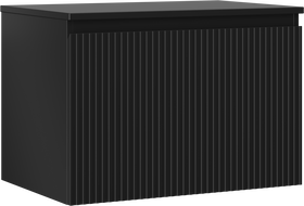 Mexen Rivel 70 cm bathroom vanity cabinet with countertop, 1 drawer, fluted, matte black - 91A20-07047-1-BFC71