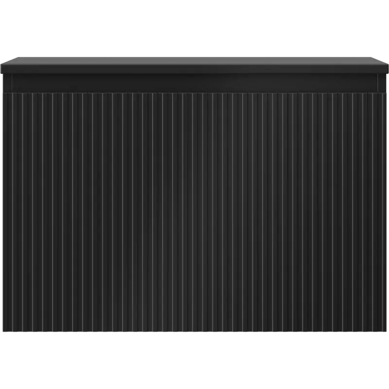 Mexen Rivel 70 cm bathroom cabinet with countertop, 1 drawer, grooved, matte black - 91A20-07047-1-BFC71