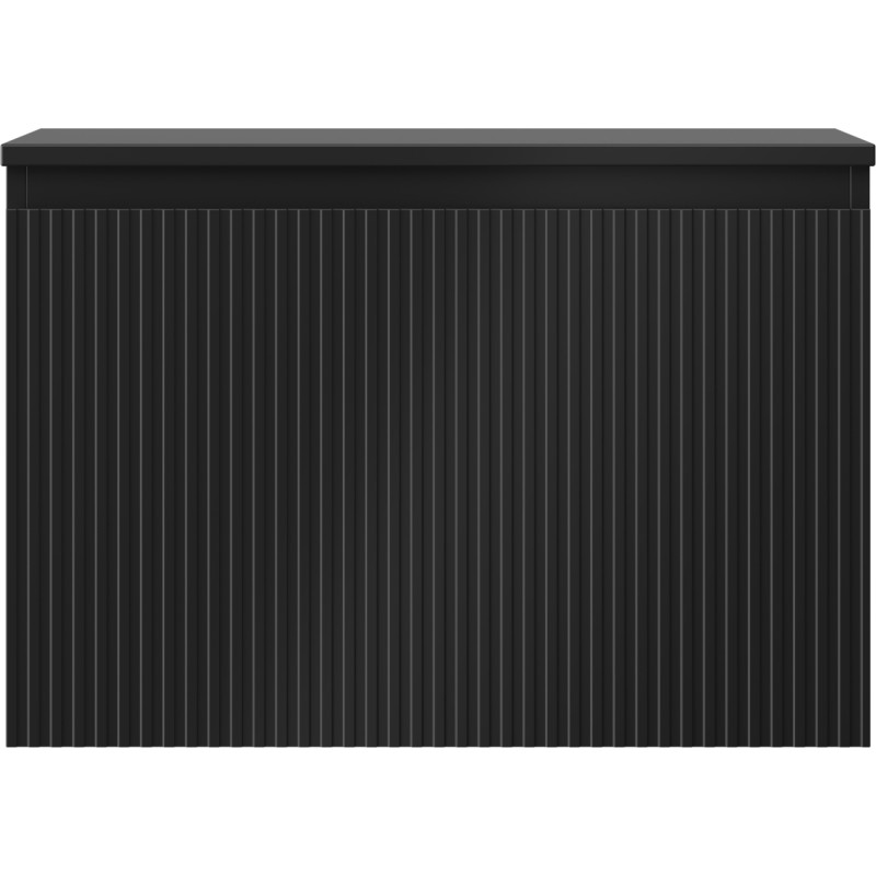 Mexen Rivel 70 cm bathroom vanity cabinet with countertop, 1 drawer, fluted, matte black - 91A20-07047-1-BFC71