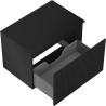 Mexen Rivel 70 cm bathroom vanity cabinet with countertop, 1 drawer, fluted, matte black - 91A20-07047-1-BFC71