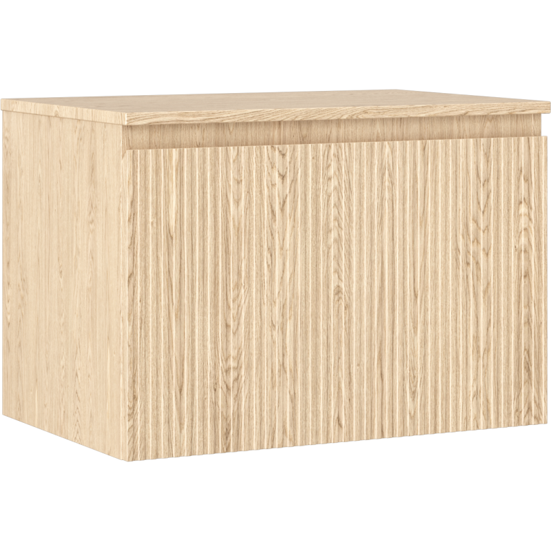 Mexen Rivel bathroom cabinet under a 70 cm sink with countertop, 1 drawer, grooved, oak - 91A20-07047-1-BFC81