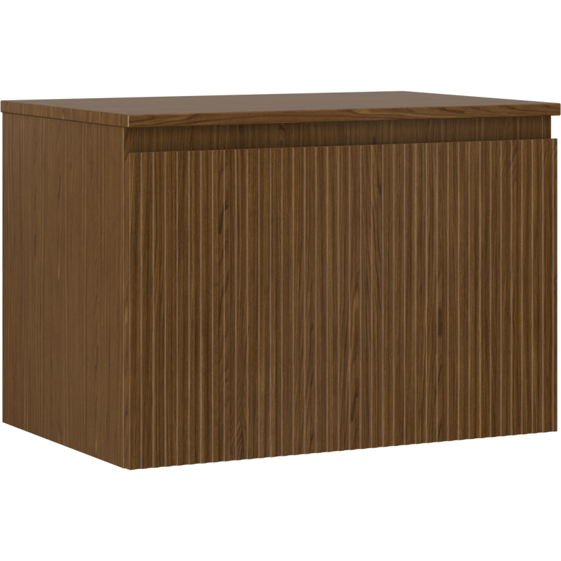 Mexen Rivel Bathroom Cabinet 70 cm with Countertop, 1 Drawer, Fluted, Walnut - 91A20-07047-1-BFC86