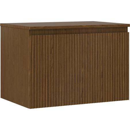 Mexen Rivel Bathroom Cabinet 70 cm with Countertop, 1 Drawer, Fluted, Walnut - 91A20-07047-1-BFC86