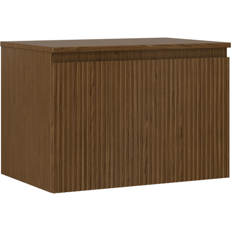 Mexen Rivel bathroom cabinet under sink 70 cm with countertop, 1 drawer, fluted, walnut - 91A20-07047-1-BFC86