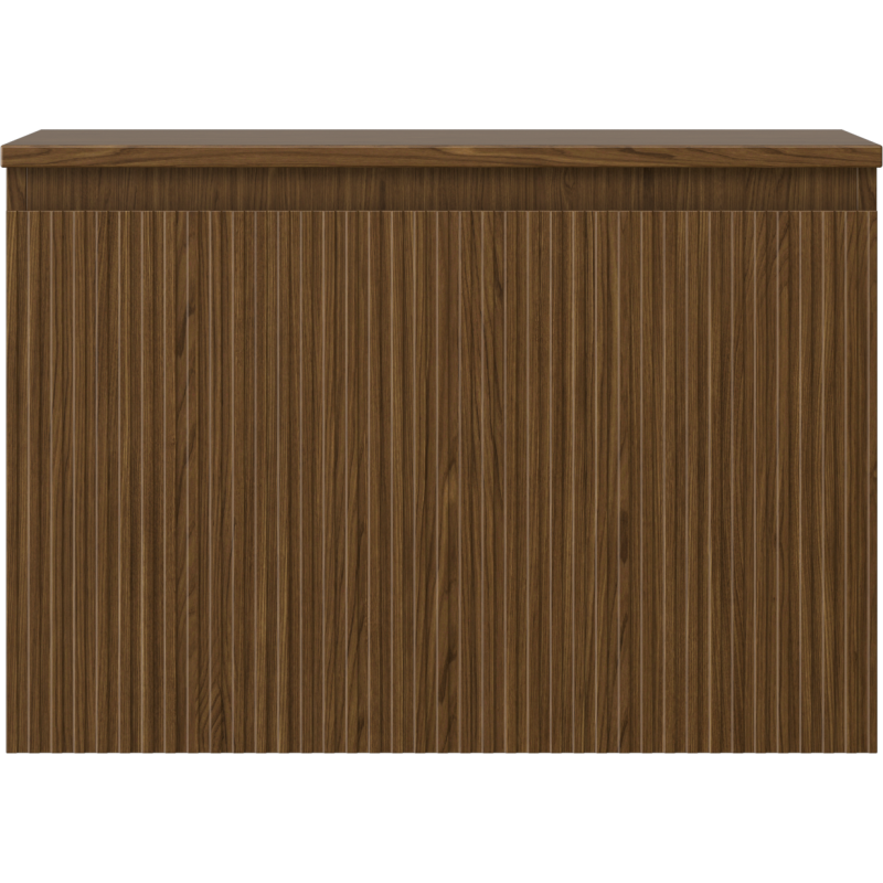 Mexen Rivel Bathroom Cabinet 70 cm with Countertop, 1 Drawer, Fluted, Walnut - 91A20-07047-1-BFC86